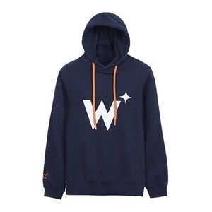 T Factor Wiz Hoodie Mens XL Navy Blue Heavyweight Graphic 100% Cotton Fleece EUC